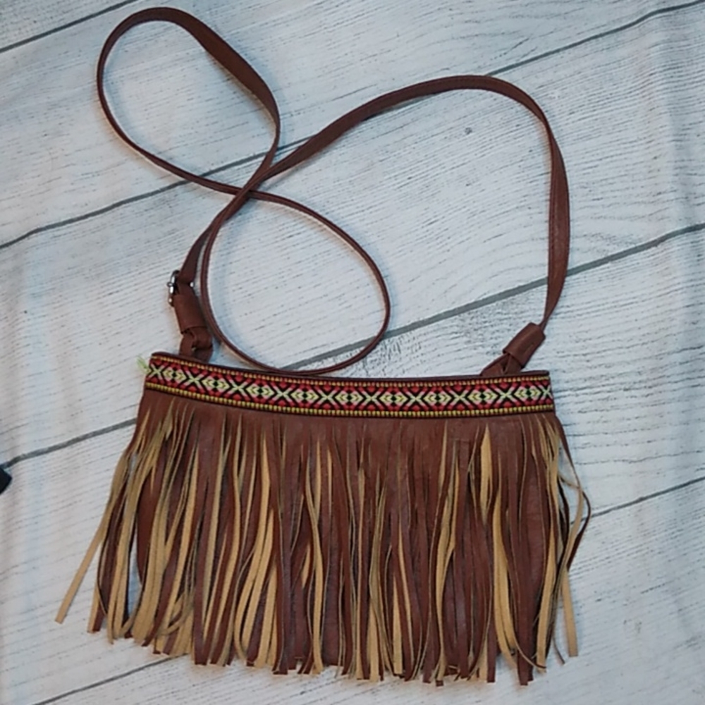Small Fringe and Western or Southwest Pattern Crossbody or Shoulder Bag